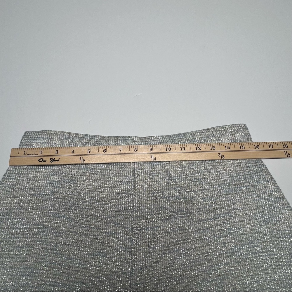 LAVENDER BROWN Silver Blue Tweed Shorts L High Waist Textured Lined Dressy Chic - Picture 9 of 14